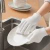 White knitted gloves are warm, breathable and thin for ladies' hands in autumn and winter details Picture